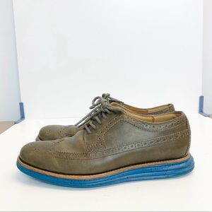 Cole Haan Brown Leather Oxford Shoes Blue Soles 8